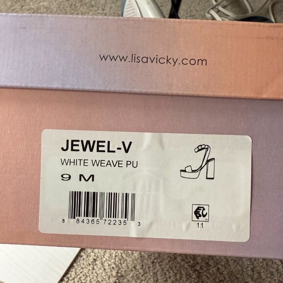 Lisa Vicky Jewel-V Shoes Womens Size 9 Platform Block Heel Sandals Weave PU - Picture 11 of 12